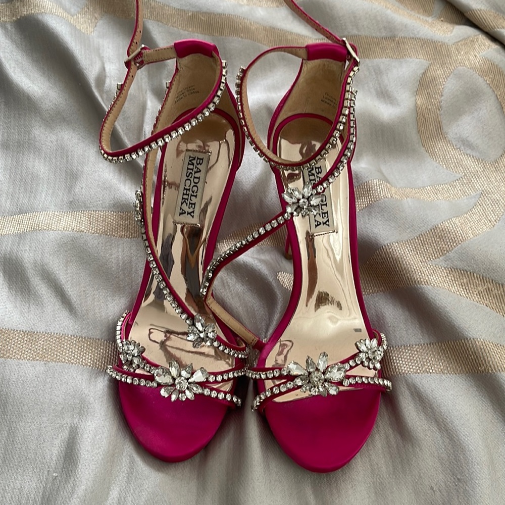 Gently used Badgley Mischka hot pink heels